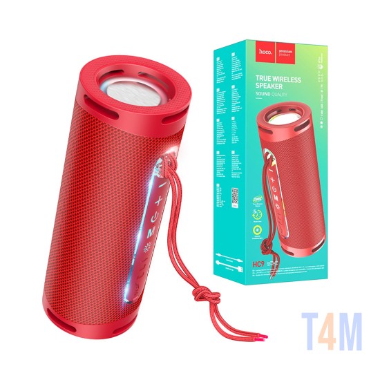 Altavoz Inalámbrico Portátil Hoco HC9 Dazzling Pulse con AUX/FM/USB BT V5.1 1800mAh Rojo